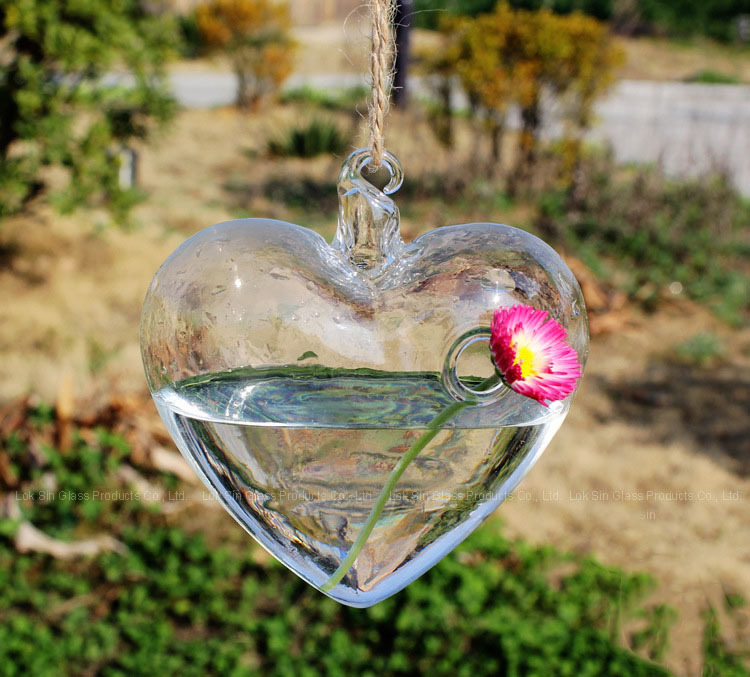 Amor creativo jarrón de vidrio transparente colgante florero hidropónico accesorios para el hogar Decoración de la boda