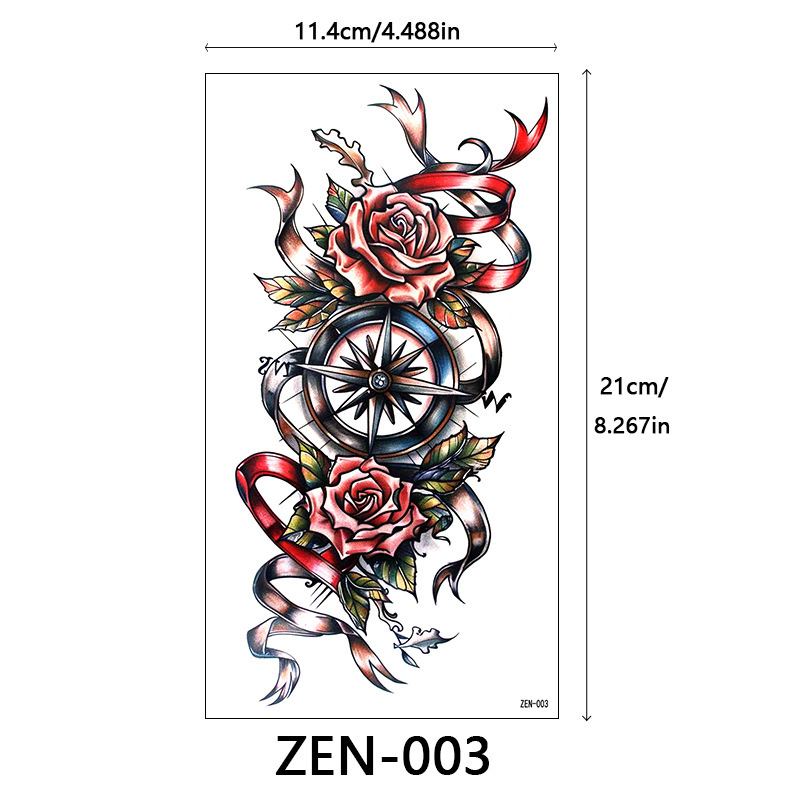 新品跨境 ZEN小全臂纹身贴半臂纹身贴动物花朵万圣节纹身贴tattoo|undefined