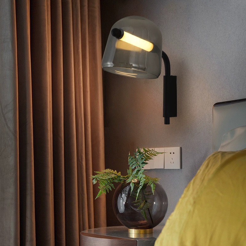 Iluminación de fondo pared de cabezal de cama lámpara de vidrio hotel nórdico lámpara de luz en luz de fondo TV pasillo lámpara de pared de vidrio