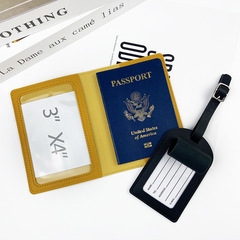 Cross-border pu leather passport cover luggage tag passport holder passport bag luggage tag set