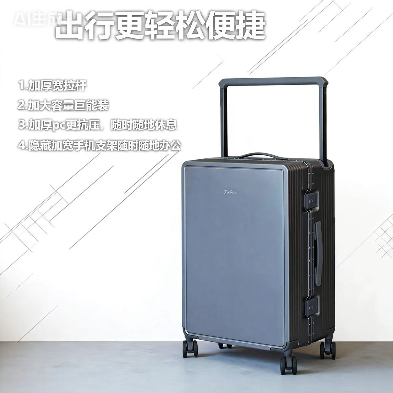 Maleta 2025 estudiantes de sexo masculino y femenino elevación automática barra de tracción amplia caja de marco de aluminio universal máquina de embarque de códigos bolsa