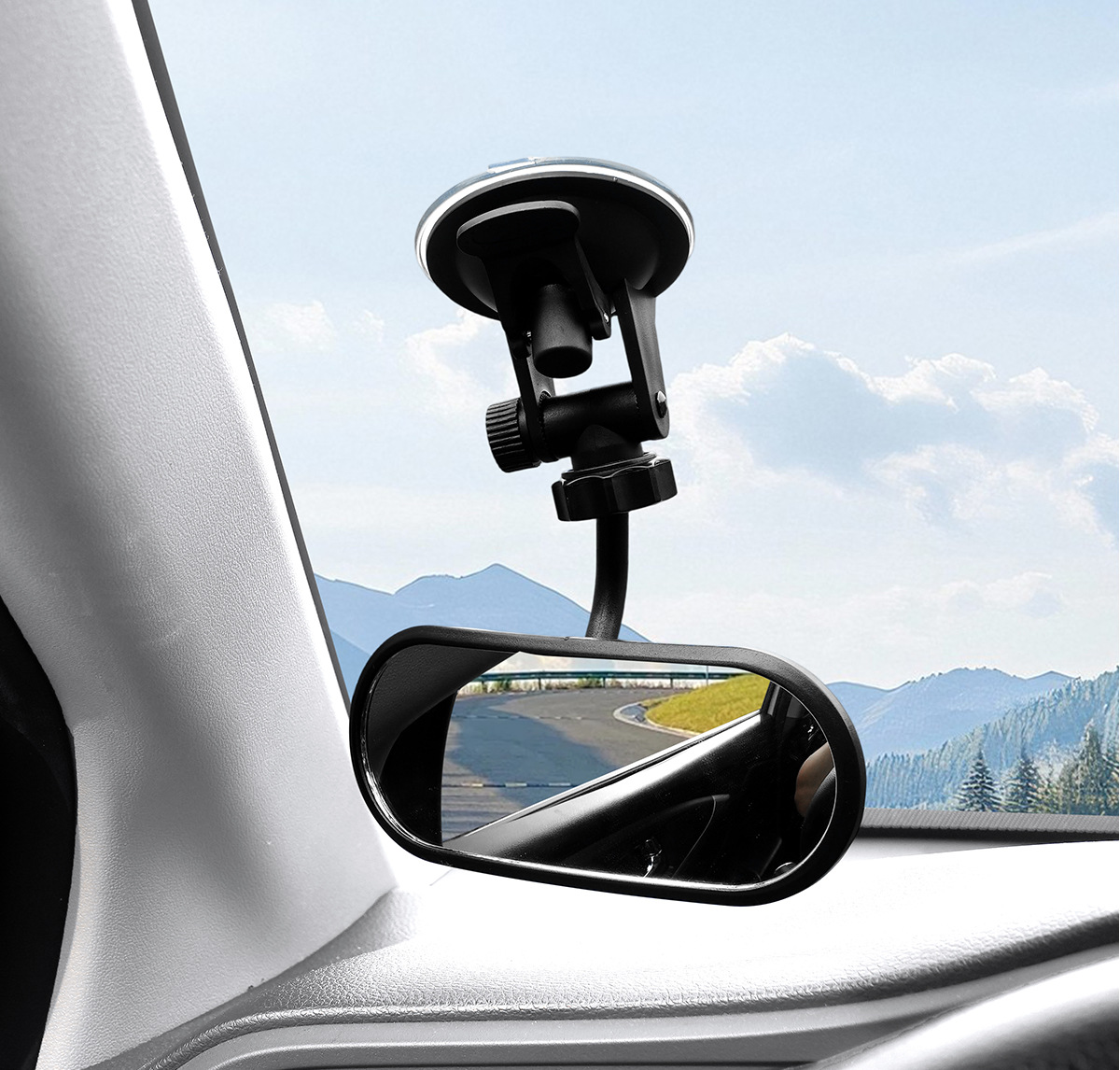 Car Rearview Mirror Auxiliary Mirror, Interior Suction Cup Baby Observation Mirror, Reverse Auxiliary Mirror, Blind Spot Mirror, Large Field of View Car-Mounted