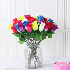 仿真花廠家批發單支玫瑰花單支春蕾絹花玫瑰婚慶布置家居裝飾假花