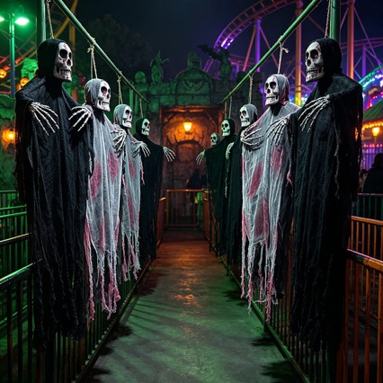 Decoración de Halloween fantasmas colgantes horrores accesorios calaveras colgantes fantasmas disfraz de casa embrujada al aire libre colgantes decoraciones gaza fantasmas