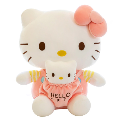 Cute sitting mother and child cat plush toy large doll girl birthday gift doll sleeping pillow