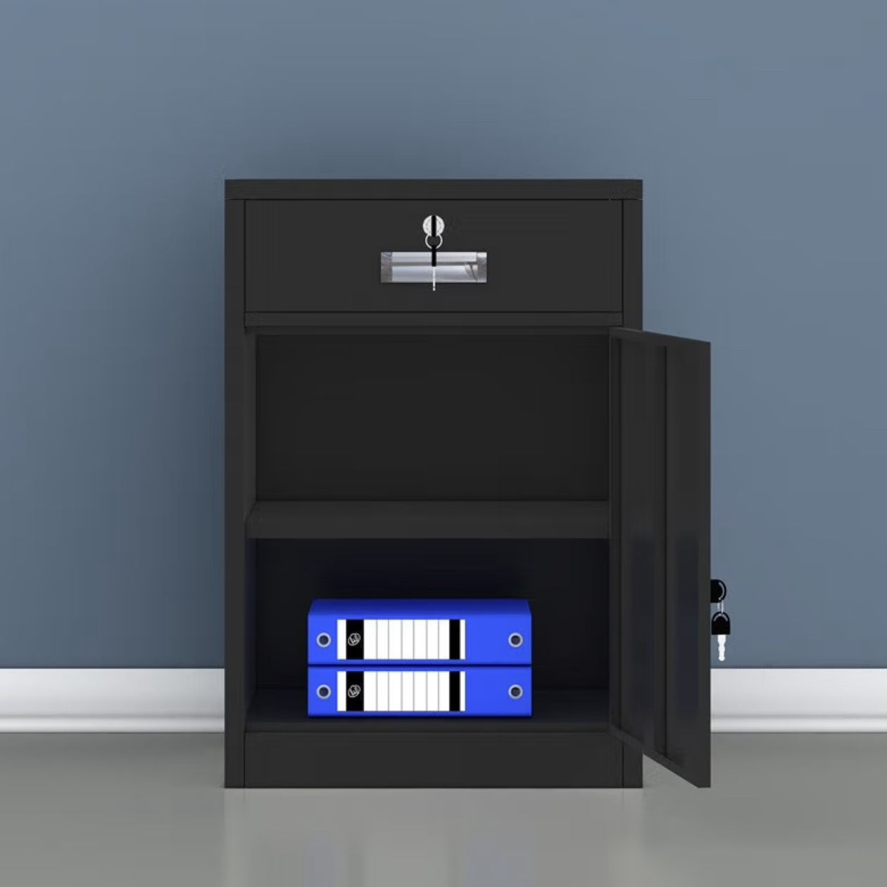 钢制文件柜铁皮柜带锁小柜子家用床头柜密码锁活动柜办公室抽屉柜