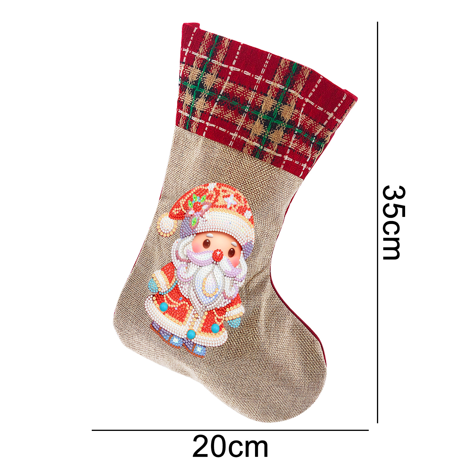 Diamante dibujo perimetral DIY calcetines de Navidad hechos a mano diamante pegado bolsas de dulces bolsas de regalo de Navidad bolsas de lino distribuibles