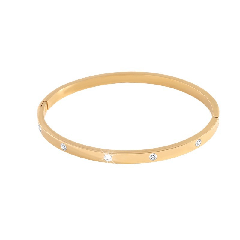 Pulsera de acero titanio para mujer, de alta gama, moda transfronteriza, lujo ligero, exquisita, joyería que no se decolora, pulsera de acero inoxidable con incrustaciones de diamantes