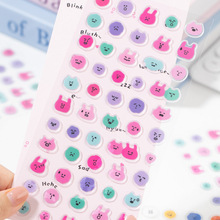 语闲表情糖果贴 萌趣动物3D立体防水贴纸diy装饰手帐手机壳咕卡贴