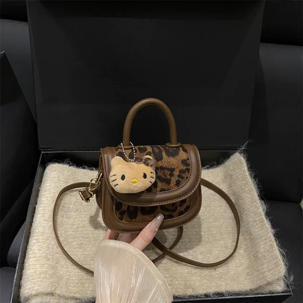 Korean Style Kidsren's Bag Fashionable Leopard Print Girl Little Girl Shoulder Cute Baby Handbag Mini Style Crossbody