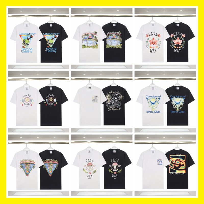 Cross-Border Export New Summer Trendy Brand Casa Letter Print Casual Loose Short-Sleeved Men's and Women's T-Shirts