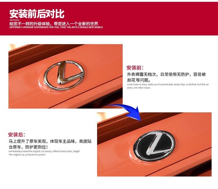 Suitable for Lexus Front Car Logo, Grille Logo, Nxeslxlsctrxgsls Lexus Front Large Logo and Rear Tail Sticker