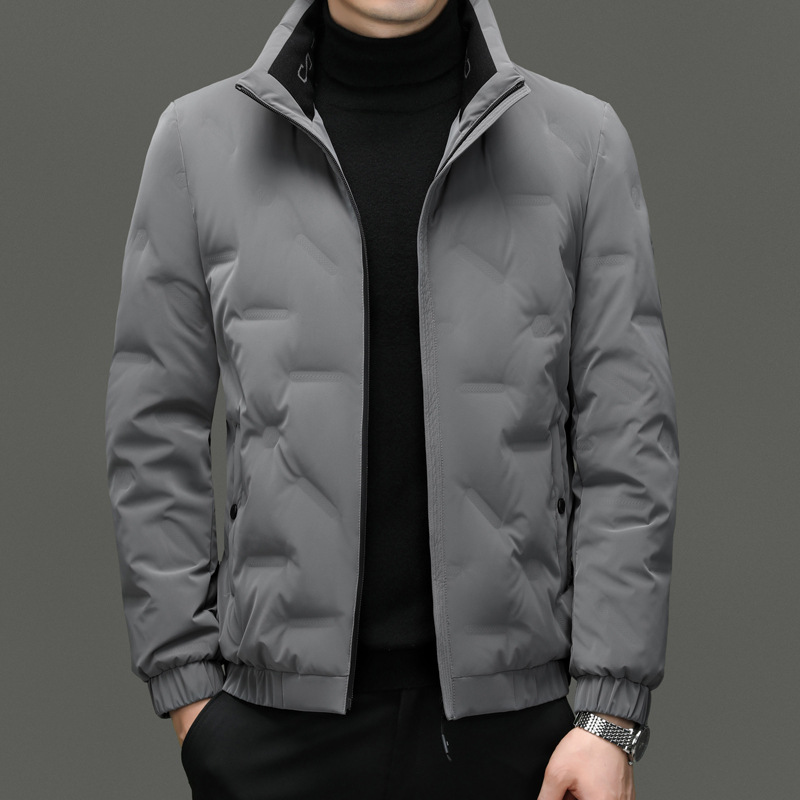 Down Jacket Men's Short New Jacket with Vertical Collar Middle-aged Winter Warm Casual Dad Jacket