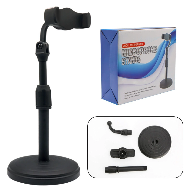 Foldable Phone Holder Stand, ABS Telescopic Desktop Mount, Adjustable-Angle Rotating Clip