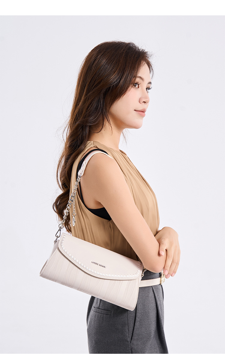 Túi đeo chéo nữ phong cách retro baguette, kiểu dáng nhỏ gọn đeo vai đơn — đen, trắng, màu nâu, màu sáng chi tiết 16