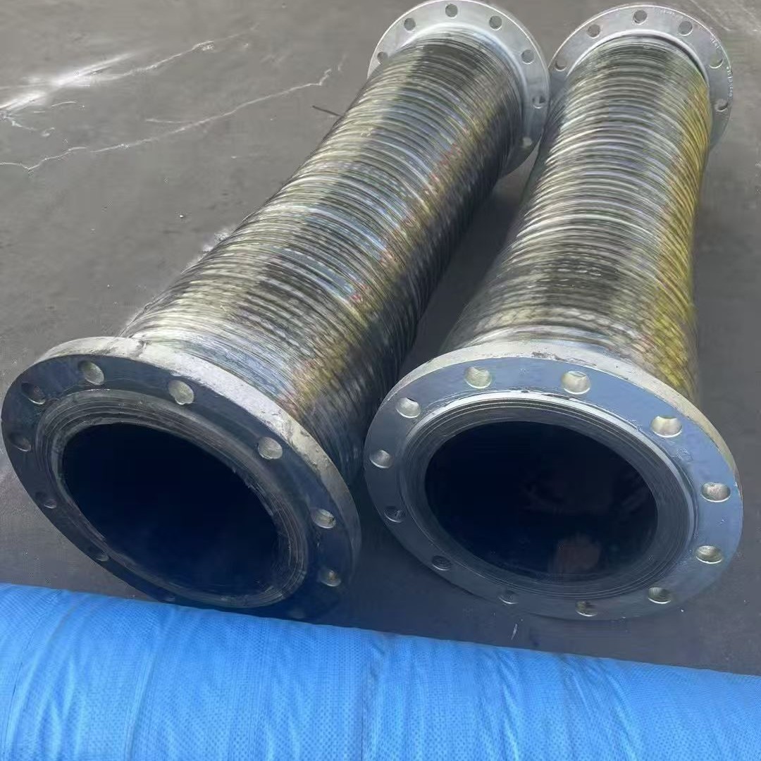 8寸大口径喷沙胶管输送混凝土水泥法兰胶管压力6KG吸排泥浆管