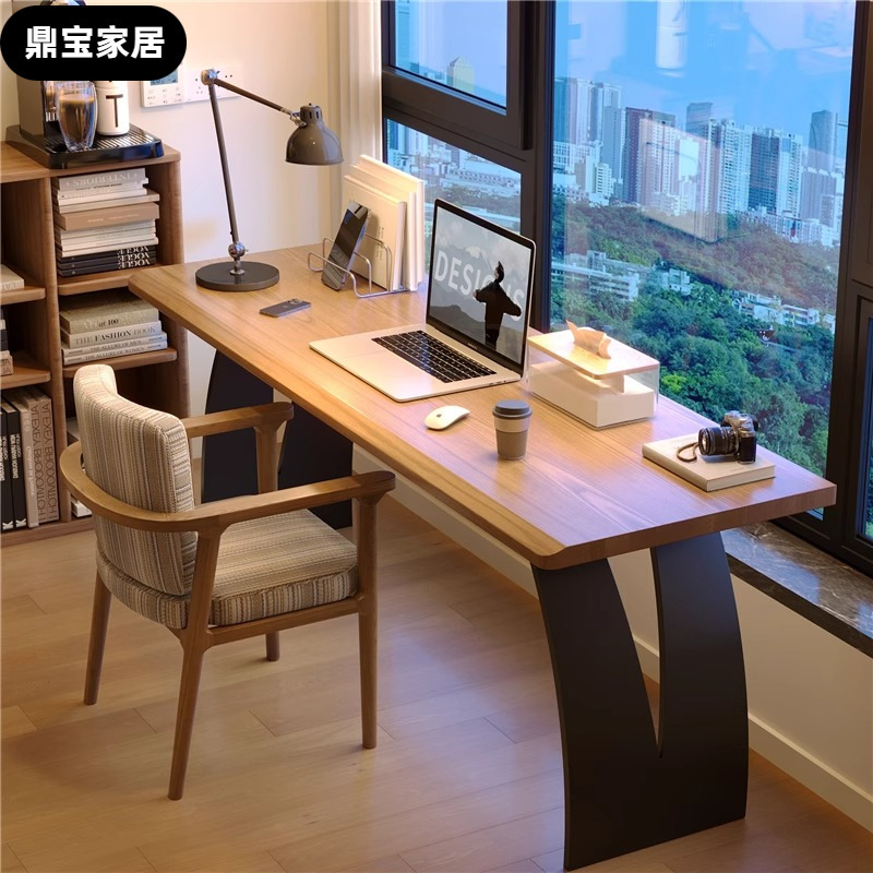 Ash Pure Solid Wood Computer Desk Window Wall Desk Niche Small Apartment Study Desk Bedroom Workbench
