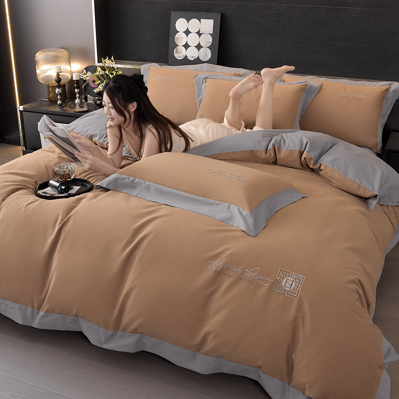 2024 nuevo algodón de lana larga 100S molido cuatro piezas conjunto de cama de algodón engrosado sábanas de otoño y invierno conjunto de ropa de cama