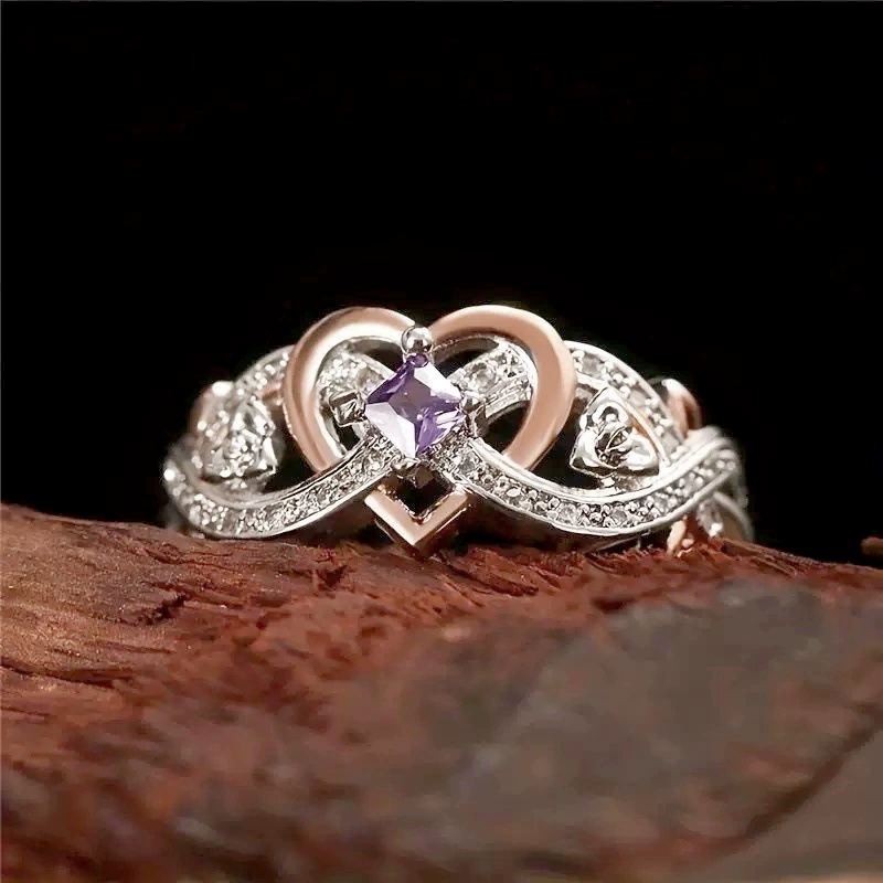 Двухцветное обручальное кольцо сердце, Aliexpress, европейский стиль