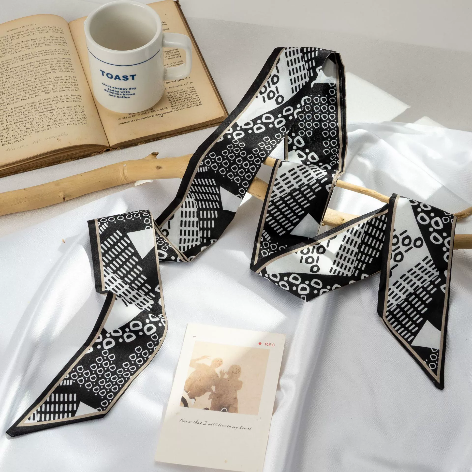 Silk Scarf Hairband (Suhang) long streamer 89×3.8 cm, lightweight gift box option