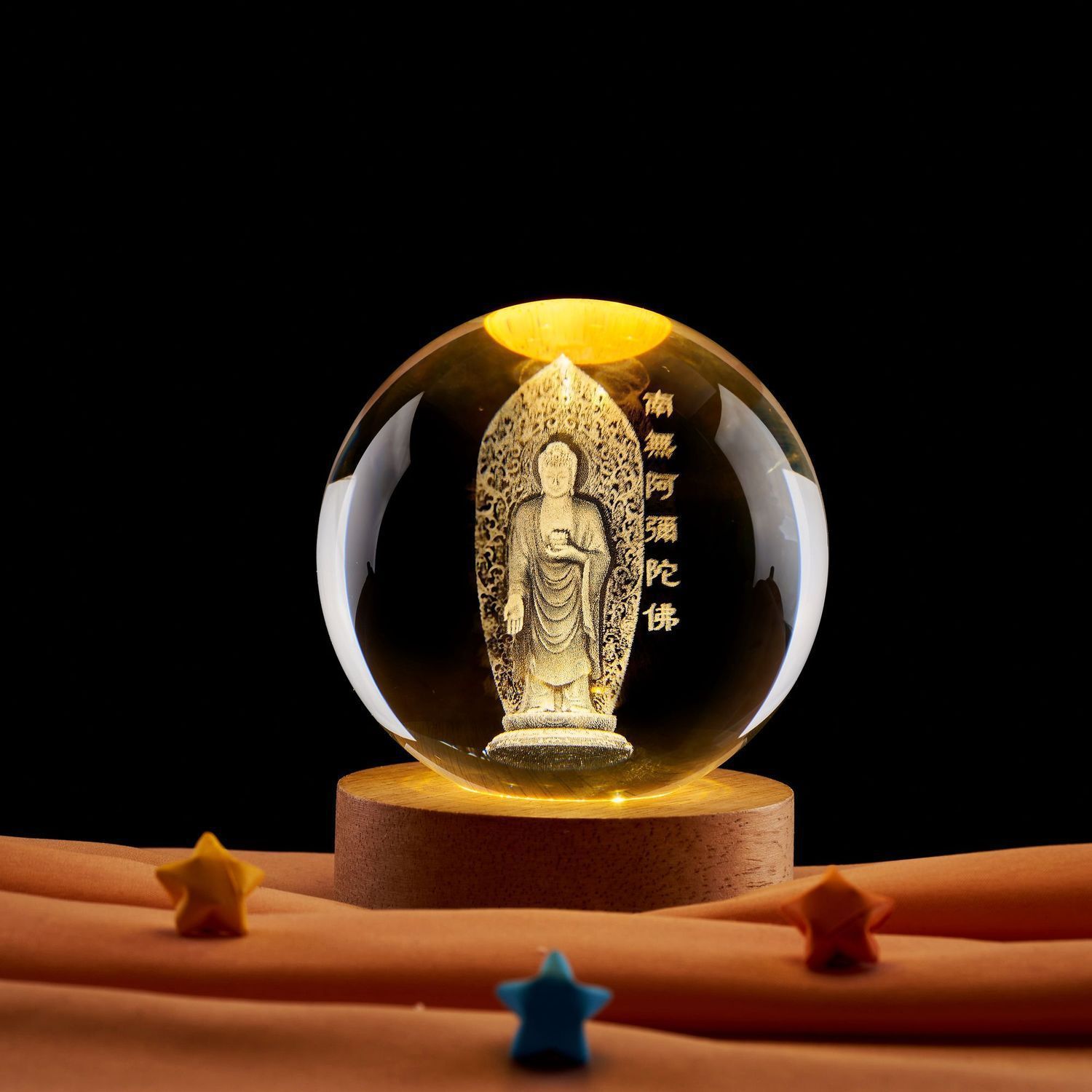 Lámpara de noche de bolas de cristal de loto Zen creativo chino decoración de escritorio decoración del gabinete de entrada decoración del dormitorio regalo