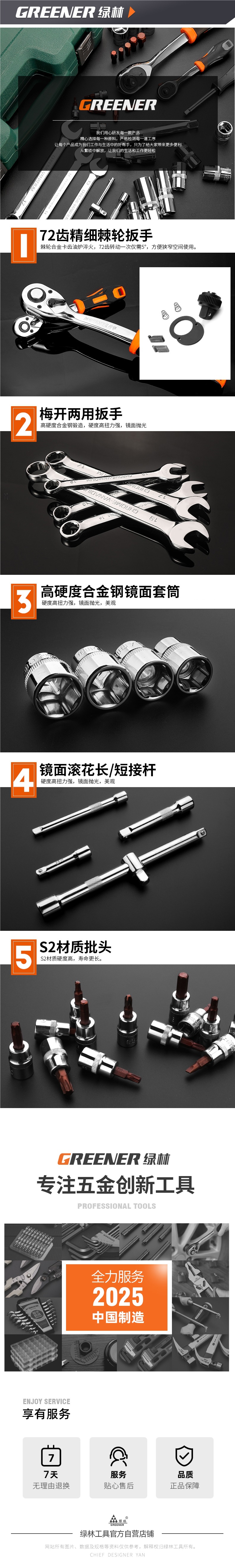 Green Forest Auto Repair Tool Set Socket Wrench Ratchet Car Repair Combination Car Repair Tool Box Multifunctional Xiaofei