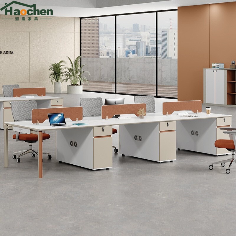 Office Desk and Chair Set, Simple Modern Staff Office Double-Layer Staff Screen Partition Deck Workstation Furniture