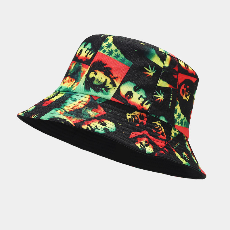 Bucket Hat Hats Type Unisex Casual Retro Portrait Mouth Color Block Printing Bucket Hat