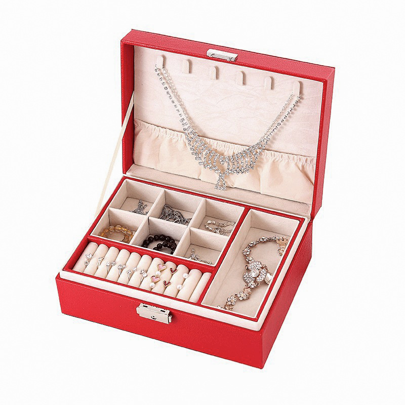 双层首饰盒礼盒带盖大容量环保材质超大礼品盒礼物项链戒指收纳盒