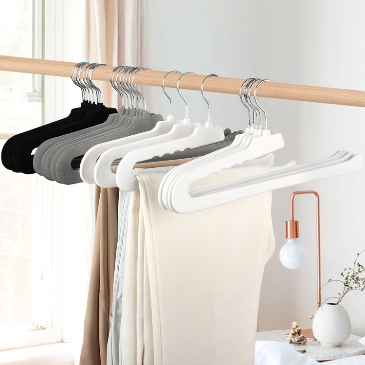 定制裤架鹅型矮颈家用防滑无痕衣架植绒加粗款衣柜挂裤子收纳神器