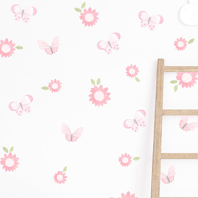 Amazon's New Colorful Butterfly Flower Children's Room Wall Decoration Tile Wall Stickers Wardrobe DIY Transformation Stickers