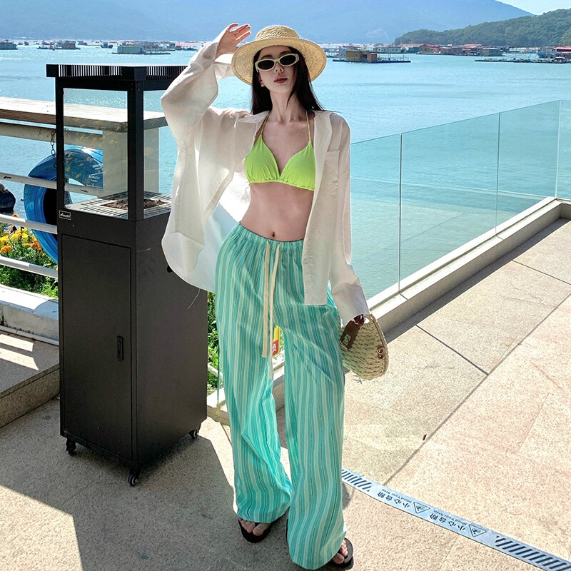 Thailand Island Vacation Blue Bikini White Sun Protection Shirt Loose and Relaxed Style Beach Outfit Three-Piece Set Thailand Island Vacation Blue Bikini White Sun Protection Shirt Loose and Relaxed Style Beach Outfit Three-Piece Set