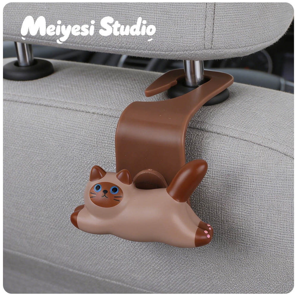 Cute Cartoon Striped Cat Car Seat Hook Car Rear Seat Back Storage Decorative Hook