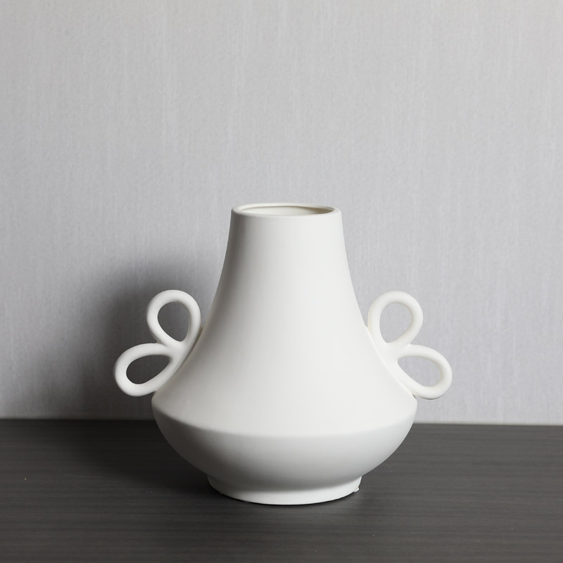 INS estilo simple moderno jarrón de cerámica blanca sala de estar creativa sala de estar modelo arreglo de flores adornos de decoración suave