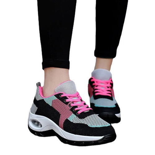 Foreign trade women's shoes spring and summer new breathable mesh air cushion sneakers women's fashion heightening casual shoes mother's shoes