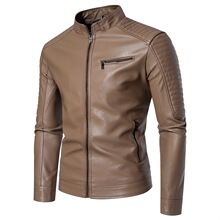 跨境批发年新款复古跨境风皮衣来袭，立领彰显个性，拉链口袋