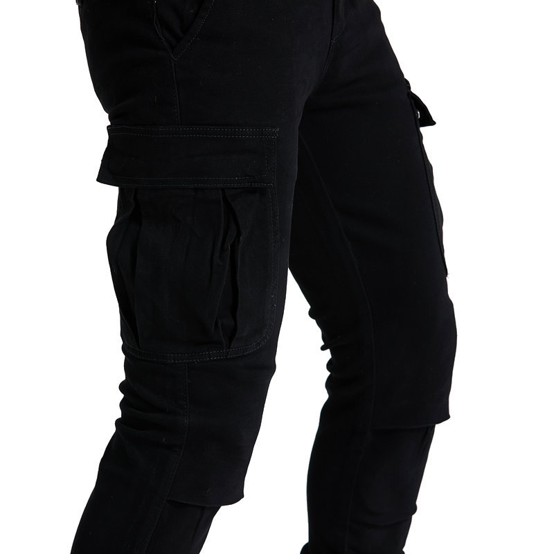 LOONG BIKER guardapolvos de motocicleta de los hombres ocasionales multi-bolsa de tobillo atado overoles de motocicleta pantalones de ciclismo resistentes a la caída