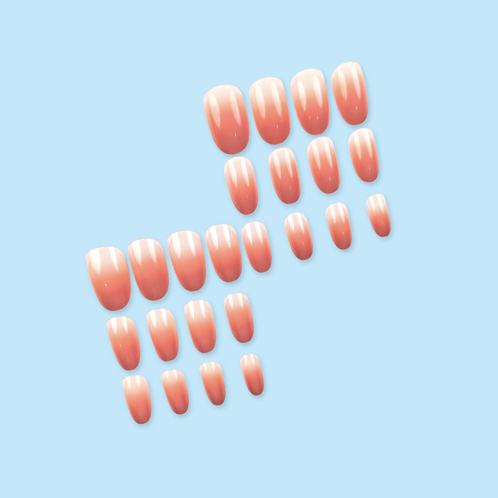 Polvo de melocotón de miel, manicure, uñas largas, uñas suaves y blanqueadoras, 24 piezas de parche de uñas falsas.