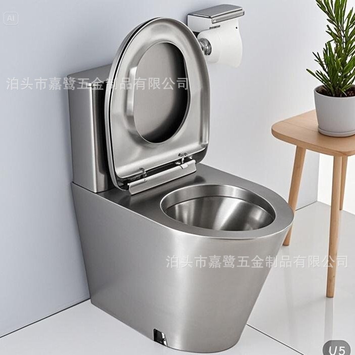 2026 Water-Saving and Odor-Resistant 304 Stainless Steel Toilet for Cross-Border Use, Prison Public Toilet with Water Tank, Stainless Steel Toilet Seat