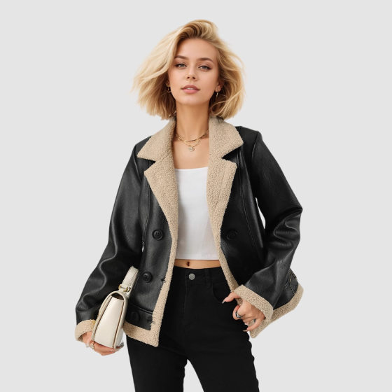 fleece-lined Thickened Leather Coat Women's New 2024 Fragrant Style Lapel PU Fur Elegant Coat for Women