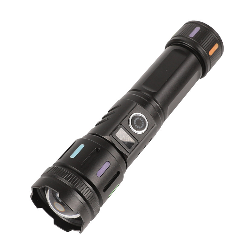 Lintera de luz al aire libre transfronteriza recargable telescópica zoom digital láser blanco tira fluorescente antorcha de luz
