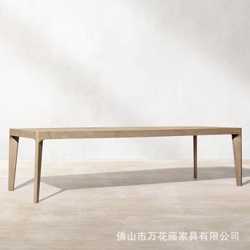 Mesas y sillas al aire libre de ocio nórdico personalizadas combinación de patio de villa al aire libre jardín impermeable muebles de madera maciza mesa de comedor silla de mimbre