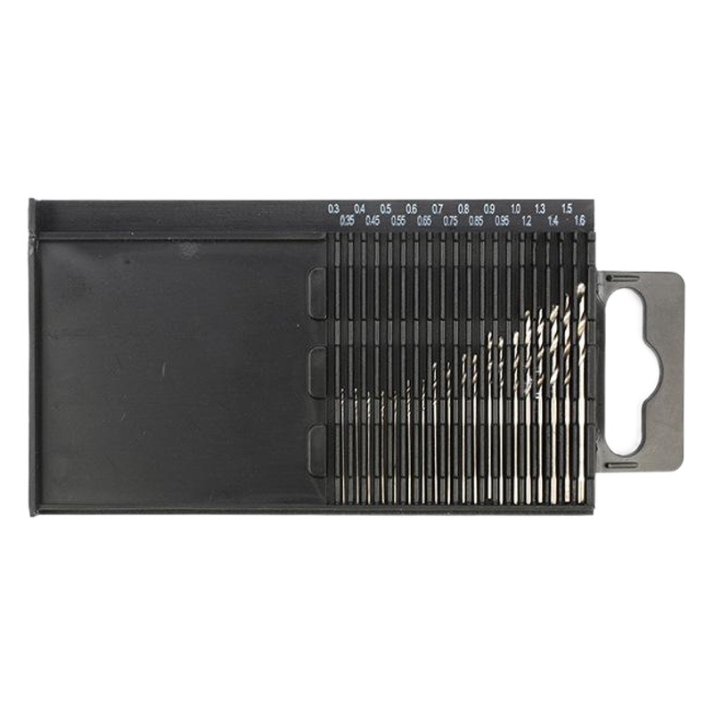 Suministro micro taladro 0,3-1,6mm traje de taladro de metal 20PC en caja de acero de alta velocidad mini taladro Twist