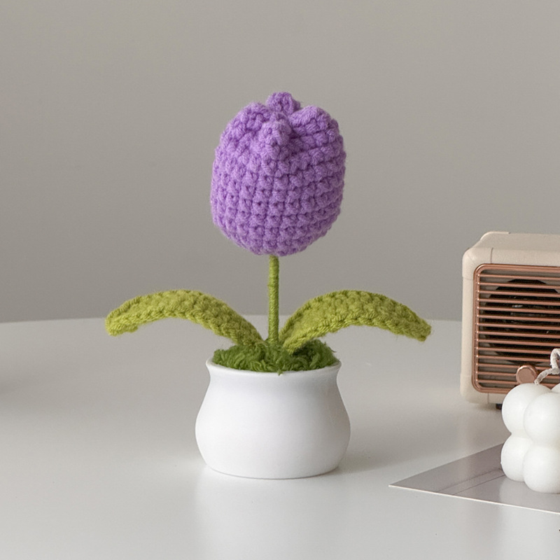 Regalos de día al por mayor girasoles para chicas, ramo de lana tejida a mano, adornos de mesa pequeños