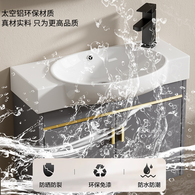 Baño de pequeña casa tipo pared tipo mini lavabo gabinete combinado lavabo todo en un lavabo ultra estrecho largo transfronterizo