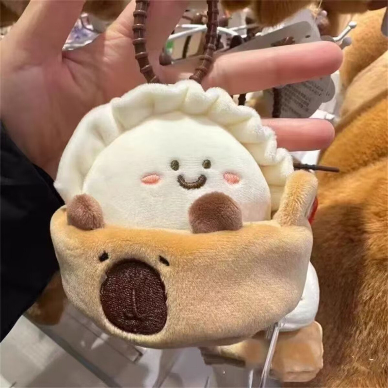 新款可爱卡皮巴拉饺子毛绒挂件ins豆豆眼玩偶挂饰小众背包钥匙扣|undefined