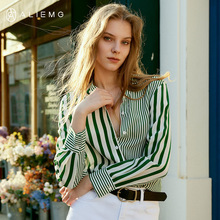 桑蚕丝衬衫女2025春新款内搭条纹长袖衬衣法式设计感别致设计上衣