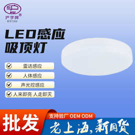 LED感应吸顶灯声光控天花灯人体感应雷达感应圆形吸顶灯室内小灯