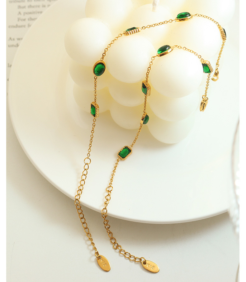 French Style Round Square Titanium Steel Bracelets Inlay Zircon Stainless Steel Bracelets