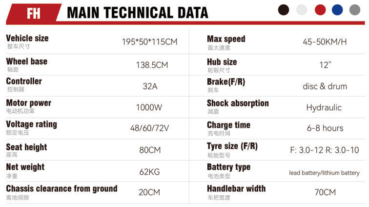 Fh Cross-Border Export Electric Motorcycle High-Power Electric Scooter High-Speed Long-Distance Electric Bike Electric Vehicle